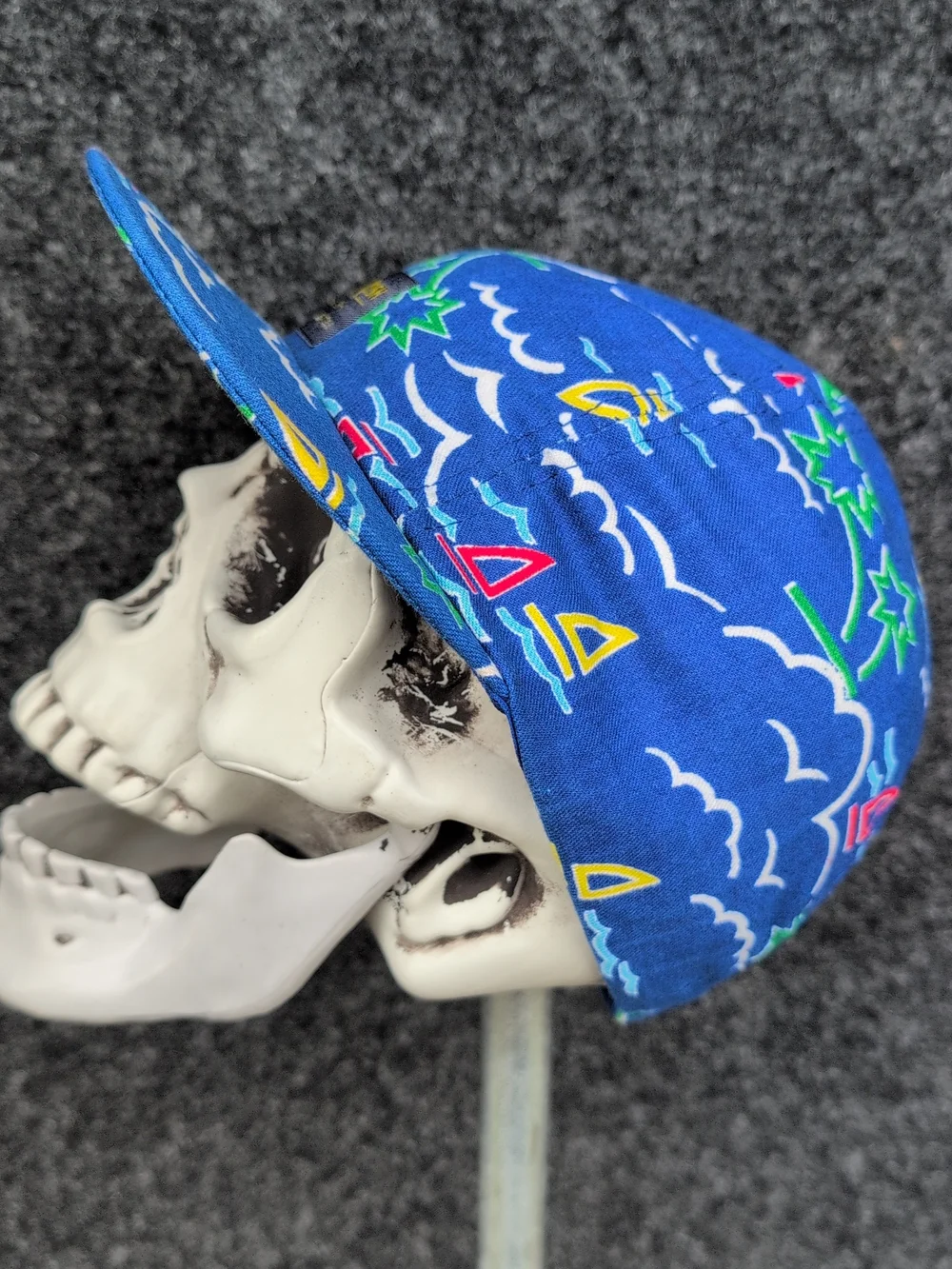 OshKosh B'gosh Neon Blue Kids Snapback Hat - Ocean Star Sailboat Waves Print USA